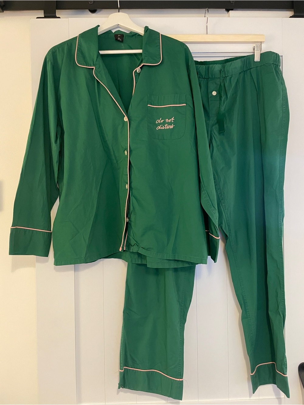 Green Pajama Set with Contrast Piping